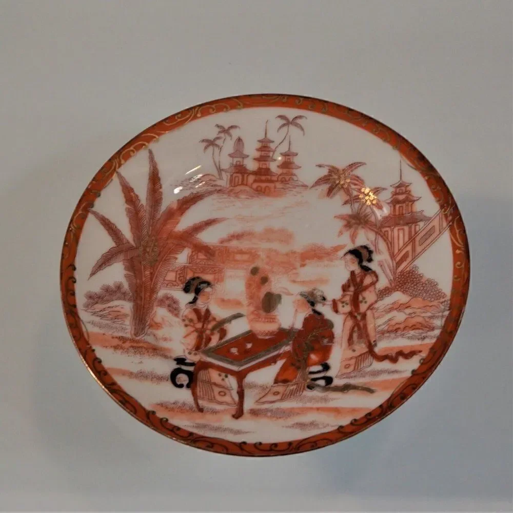 Fukagawa Porcelain Plate Vintage Japanese Tea Ceremony